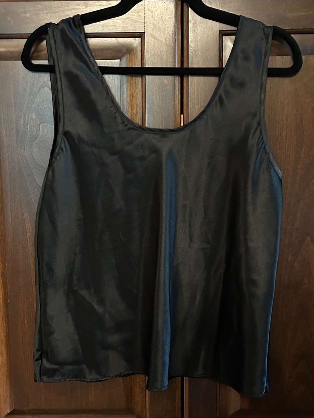 1980’s Escapades Sz L Satin Black Scoop Neck Tank Top